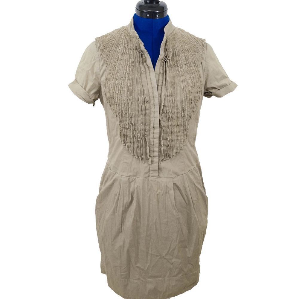 BCBGMaxAzria Beige Frill Collar Dress